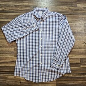 Brooks Brothers Regent Blue and White Gingham Shirt, Men's Large